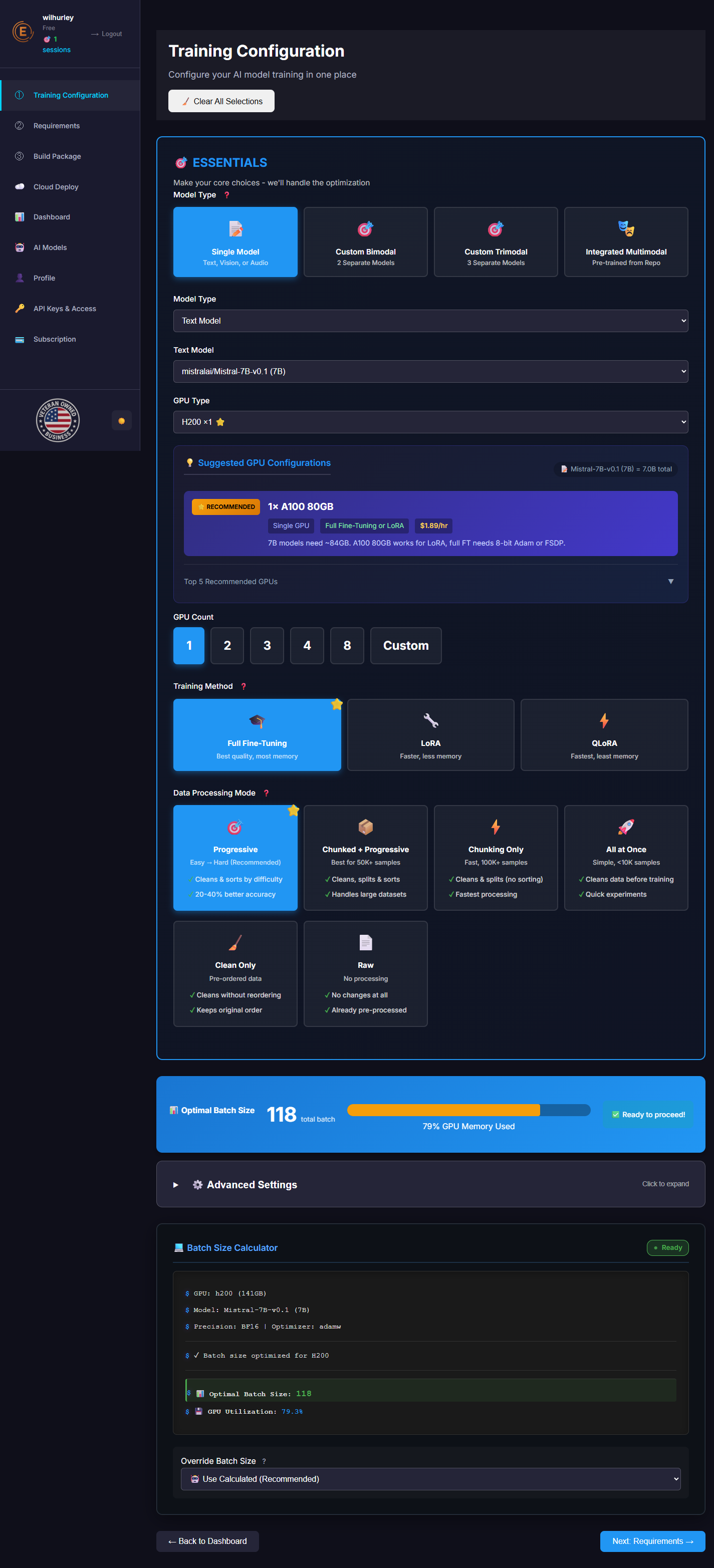 Login page